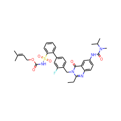 CCc1nc2ccc(NC(=O)N(C)C(C)C)cc2c(=O)n1Cc1ccc(-c2ccccc2S(=O)(=O)NC(=O)OCC=C(C)C)cc1F ZINC000026397815