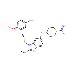 CCc1nc2ccc(OC3CCN(C(C)=N)CC3)cc2n1C/C=C/c1cc(N)ccc1OC ZINC000028758376