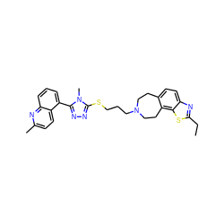 CCc1nc2ccc3c(c2s1)CCN(CCCSc1nnc(-c2cccc4nc(C)ccc24)n1C)CC3 ZINC000029127440