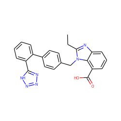 CCc1nc2cccc(C(=O)O)c2n1Cc1ccc(-c2ccccc2-c2nnn[nH]2)cc1 ZINC000013832266