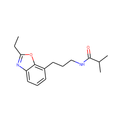 CCc1nc2cccc(CCCNC(=O)C(C)C)c2o1 ZINC000027209939