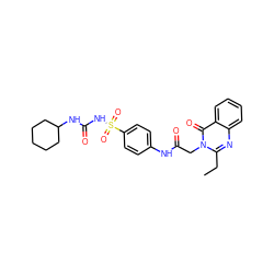 CCc1nc2ccccc2c(=O)n1CC(=O)Nc1ccc(S(=O)(=O)NC(=O)NC2CCCCC2)cc1 ZINC001772579384