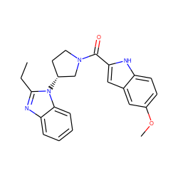 CCc1nc2ccccc2n1[C@@H]1CCN(C(=O)c2cc3cc(OC)ccc3[nH]2)C1 ZINC000014976948