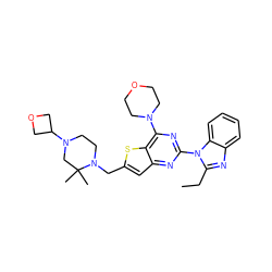 CCc1nc2ccccc2n1-c1nc(N2CCOCC2)c2sc(CN3CCN(C4COC4)CC3(C)C)cc2n1 ZINC000095555694