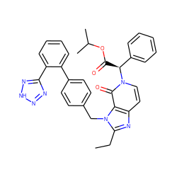 CCc1nc2ccn([C@@H](C(=O)OC(C)C)c3ccccc3)c(=O)c2n1Cc1ccc(-c2ccccc2-c2nn[nH]n2)cc1 ZINC000026638201