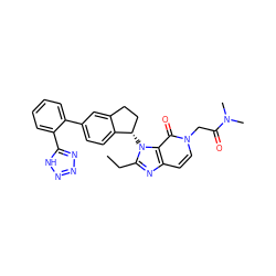 CCc1nc2ccn(CC(=O)N(C)C)c(=O)c2n1[C@H]1CCc2cc(-c3ccccc3-c3nnn[nH]3)ccc21 ZINC000095581017