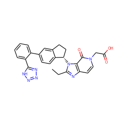 CCc1nc2ccn(CC(=O)O)c(=O)c2n1[C@H]1CCc2cc(-c3ccccc3-c3nnn[nH]3)ccc21 ZINC000095583044