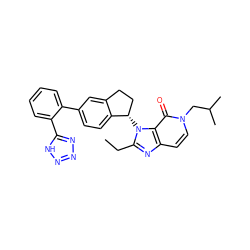 CCc1nc2ccn(CC(C)C)c(=O)c2n1[C@H]1CCc2cc(-c3ccccc3-c3nnn[nH]3)ccc21 ZINC000095581341