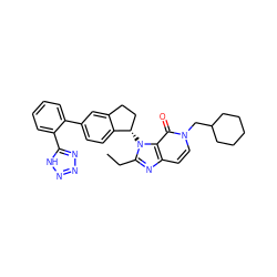 CCc1nc2ccn(CC3CCCCC3)c(=O)c2n1[C@H]1CCc2cc(-c3ccccc3-c3nnn[nH]3)ccc21 ZINC000095581715