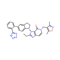 CCc1nc2ccn(Cc3c(C)noc3C)c(=O)c2n1[C@H]1CCc2cc(-c3ccccc3-c3nnn[nH]3)ccc21 ZINC000095580931