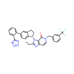 CCc1nc2ccn(Cc3cccc(C(F)(F)F)c3)c(=O)c2n1[C@H]1CCc2cc(-c3ccccc3-c3nnn[nH]3)ccc21 ZINC000095583000