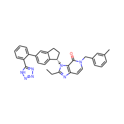 CCc1nc2ccn(Cc3cccc(C)c3)c(=O)c2n1[C@H]1CCc2cc(-c3ccccc3-c3nnn[nH]3)ccc21 ZINC000095581261