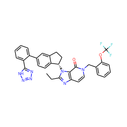 CCc1nc2ccn(Cc3ccccc3OC(F)(F)F)c(=O)c2n1[C@H]1CCc2cc(-c3ccccc3-c3nnn[nH]3)ccc21 ZINC000095585755