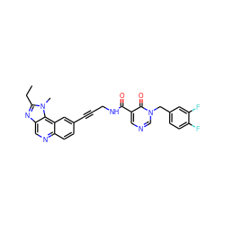 CCc1nc2cnc3ccc(C#CCNC(=O)c4cncn(Cc5ccc(F)c(F)c5)c4=O)cc3c2n1C ZINC000169710288