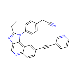 CCc1nc2cnc3ccc(C#Cc4cccnc4)cc3c2n1-c1ccc(CC#N)cc1 ZINC000029127409