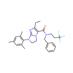 CCc1nc2n(c1C(=O)N(CCC(F)(F)F)Cc1ccccc1)CCN2c1c(C)cc(C)cc1C ZINC000028332819