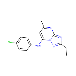 CCc1nc2nc(C)cc(Nc3ccc(Cl)cc3)n2n1 ZINC000073310301