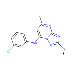 CCc1nc2nc(C)cc(Nc3cccc(Cl)c3)n2n1 ZINC000073310303