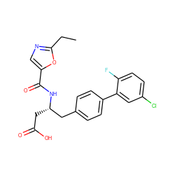 CCc1ncc(C(=O)N[C@@H](CC(=O)O)Cc2ccc(-c3cc(Cl)ccc3F)cc2)o1 ZINC000165915841