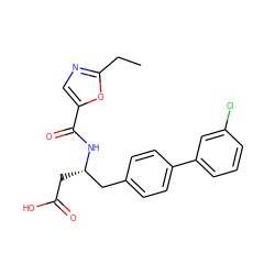 CCc1ncc(C(=O)N[C@@H](CC(=O)O)Cc2ccc(-c3cccc(Cl)c3)cc2)o1 ZINC000140453368