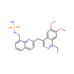 CCc1ncc(Cc2ccc3cccc(CNS(N)(=O)=O)c3n2)c2cc(OC)c(OC)cc12 ZINC000148606930