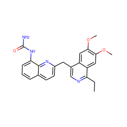 CCc1ncc(Cc2ccc3cccc(NC(N)=O)c3n2)c2cc(OC)c(OC)cc12 ZINC000145119717