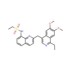 CCc1ncc(Cc2ccc3cccc(NS(=O)(=O)CC)c3n2)c2cc(OC)c(OC)cc12 ZINC000205659599