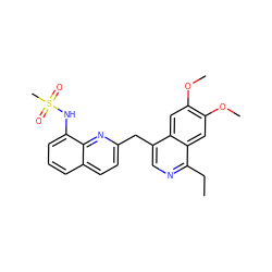 CCc1ncc(Cc2ccc3cccc(NS(C)(=O)=O)c3n2)c2cc(OC)c(OC)cc12 ZINC000205659572