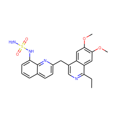 CCc1ncc(Cc2ccc3cccc(NS(N)(=O)=O)c3n2)c2cc(OC)c(OC)cc12 ZINC000205661834