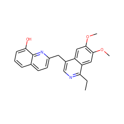 CCc1ncc(Cc2ccc3cccc(O)c3n2)c2cc(OC)c(OC)cc12 ZINC000096102793