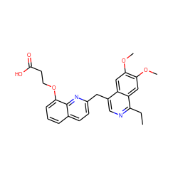 CCc1ncc(Cc2ccc3cccc(OCCC(=O)O)c3n2)c2cc(OC)c(OC)cc12 ZINC000145113677