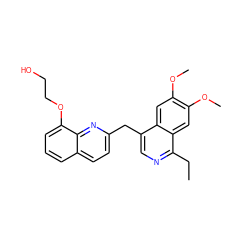 CCc1ncc(Cc2ccc3cccc(OCCO)c3n2)c2cc(OC)c(OC)cc12 ZINC000145140482