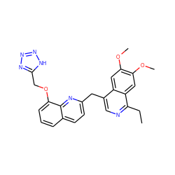 CCc1ncc(Cc2ccc3cccc(OCc4nnn[nH]4)c3n2)c2cc(OC)c(OC)cc12 ZINC000145095000