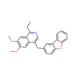 CCc1ncc(Cc2ccc3oc4ccccc4c3c2)c2cc(OC)c(OC)cc12 ZINC000205655573