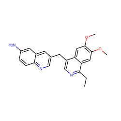 CCc1ncc(Cc2cnc3ccc(N)cc3c2)c2cc(OC)c(OC)cc12 ZINC000145108607