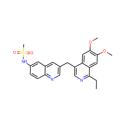 CCc1ncc(Cc2cnc3ccc(NS(C)(=O)=O)cc3c2)c2cc(OC)c(OC)cc12 ZINC000148613040