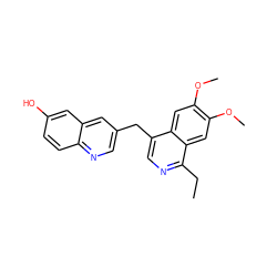 CCc1ncc(Cc2cnc3ccc(O)cc3c2)c2cc(OC)c(OC)cc12 ZINC000145117142