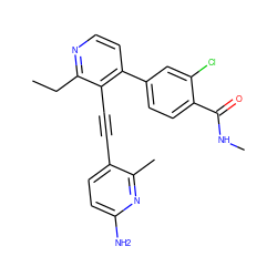 CCc1nccc(-c2ccc(C(=O)NC)c(Cl)c2)c1C#Cc1ccc(N)nc1C ZINC000204029763