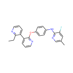 CCc1ncccc1-c1cccnc1Oc1ccc(Nc2ncc(C)cc2F)cc1 ZINC000145322187