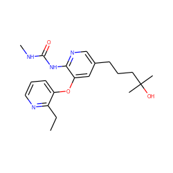 CCc1ncccc1Oc1cc(CCCC(C)(C)O)cnc1NC(=O)NC ZINC000299840095