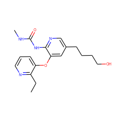 CCc1ncccc1Oc1cc(CCCCO)cnc1NC(=O)NC ZINC000299835720