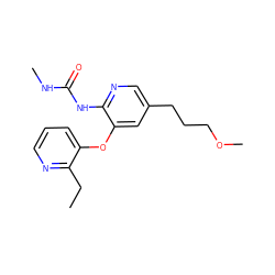 CCc1ncccc1Oc1cc(CCCOC)cnc1NC(=O)NC ZINC000299838791