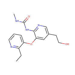 CCc1ncccc1Oc1cc(CCO)cnc1NC(=O)NC ZINC000299839590