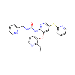 CCc1ncccc1Oc1cc(Sc2ccccn2)cnc1NC(=O)NCc1ccccn1 ZINC000299822490