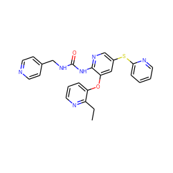 CCc1ncccc1Oc1cc(Sc2ccccn2)cnc1NC(=O)NCc1ccncc1 ZINC000299831433