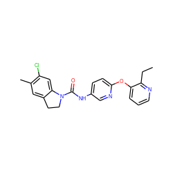 CCc1ncccc1Oc1ccc(NC(=O)N2CCc3cc(C)c(Cl)cc32)cn1 ZINC000000589070