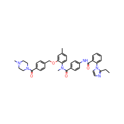 CCc1nccn1-c1ccccc1C(=O)Nc1ccc(C(=O)N(C)c2ccc(C)cc2OCc2ccc(C(=O)N3CCN(C)CC3)cc2)cc1 ZINC000026383628