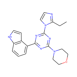 CCc1nccn1-c1nc(-c2cccc3[nH]ccc23)nc(N2CCOCC2)n1 ZINC000073224566