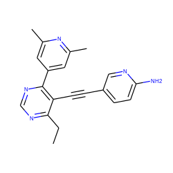 CCc1ncnc(-c2cc(C)nc(C)c2)c1C#Cc1ccc(N)nc1 ZINC000148989737