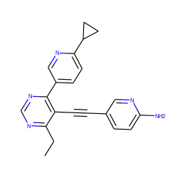 CCc1ncnc(-c2ccc(C3CC3)nc2)c1C#Cc1ccc(N)nc1 ZINC000148874070